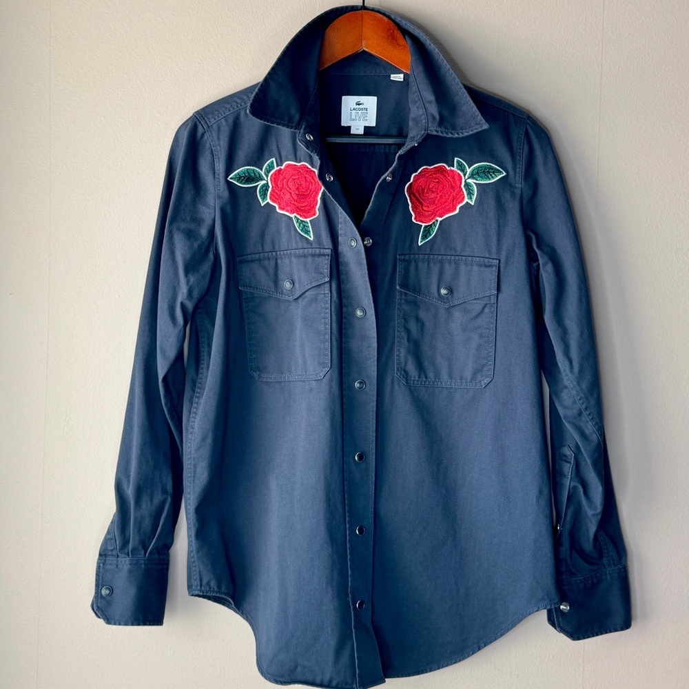 Lacoste L!ve Rose Button Down Sz 34